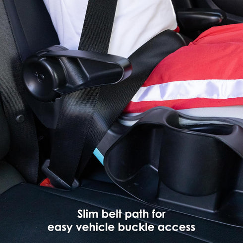 Baby Trend Protect Slim Backless Booster Seat, Madrid Grey Slim Lightweight Design, Belt-Positioning Support, Dual Cup