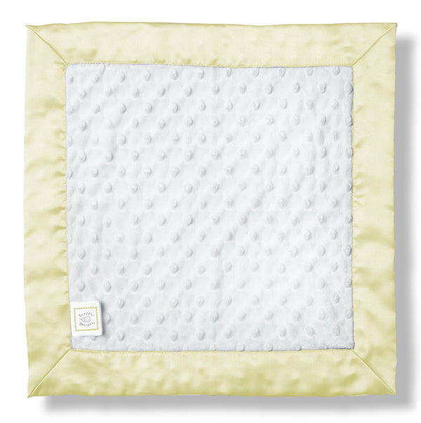 SwaddleDesigns Small Baby Lovie Security Blanket, Plush Dots with Satin Trim, Pastel Yellow