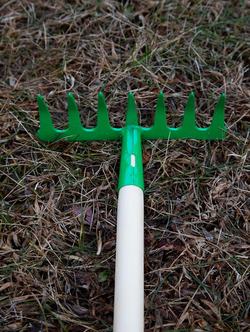Set 4-Piece, 5yr+ JustForKids Kids Garden Tool Toy, Rake, Spade, Hoe and Leaf Rake, reduced size , made of sturdy steel