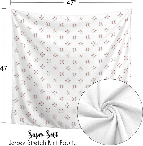 Sweet Jojo Designs Baseball Baby Boy Swaddle Blanket Jersey Stretch Knit for Newborn or Infant Receiving Security - Red