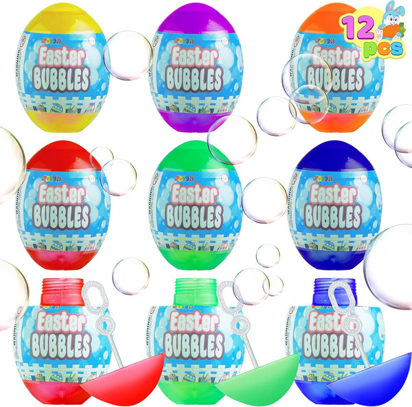 JOYIN 12 Easter Egg Bubbles Wands for Easter Theme Party Favor Kids