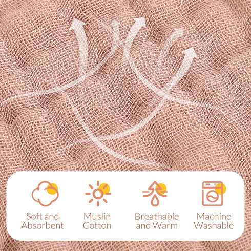 VitalCozy 8 Pcs Baby Muslin Hooded Bath Towels and Washcloths, Muslin Hooded Baby Towels Absorbent Blankets for Gift