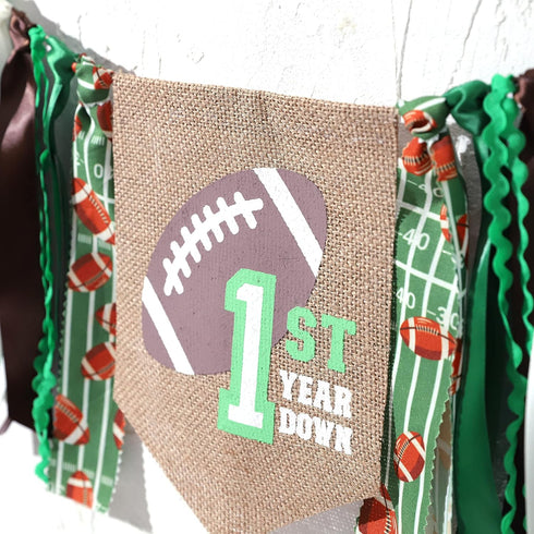 UOAOU 1st 1st/First Football High Chair Banner - Football Birthday Party Decorations,First Year Down Themed First