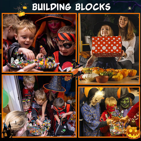 Halloween Haunted House Village Building Set for Kids, Ghost Pumpkin Building Kit for Party Favors, Ages 6+