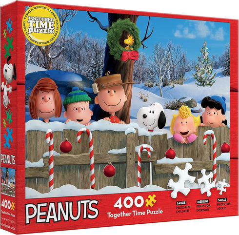 Ceaco - Together Time Collection Holiday Fence 400 Piece Jigsaw Puzzle in Standard, Medium, and Oversized Sizes