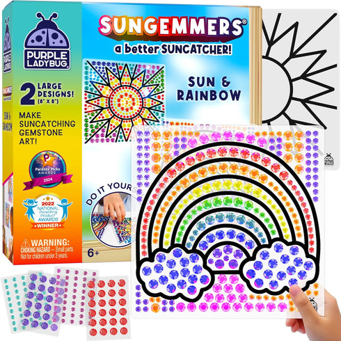 PURPLE LADYBUG SUNGEMMERS Window Gem Art Suncatcher Kits, Fun DIY Art Kit for Kids, Birthday Gifts for Ages 4-10