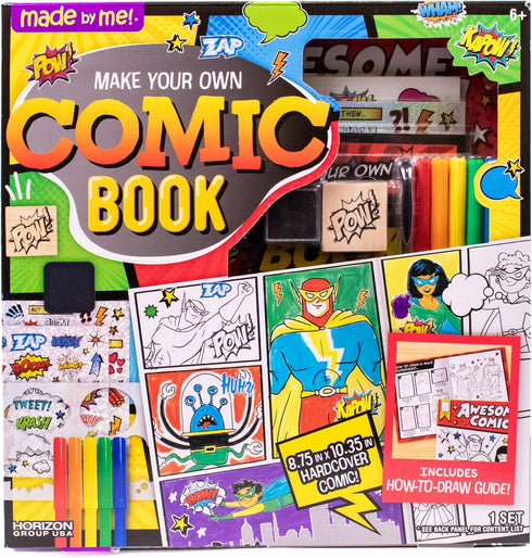 15-Page, 5 Made By Me Make Your Own Comic Book Storytelling Kit for Kids, Hardcover, How-to Draw Instructional Guide