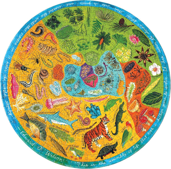 eeBoo Biodiversity 500Pcs Round Jigsaw Puzzle - Sustainable Cardboard, 23'' Diameter, by Kelsey Oseid