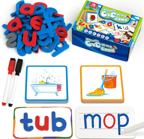 Coogam CVC Sight Words Magnetic Letters Flashcards, Short Vowel Spelling Game for Preschool Kids Learning Supplies