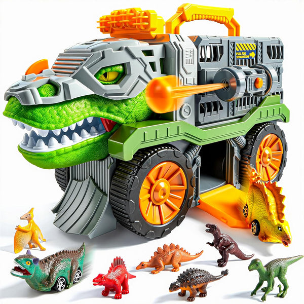 JOVA Vroomix Dinosaur Toys for Kids 3-5, Dinosaur Carrier Truck with 2