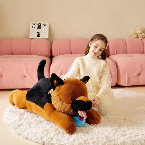 Giant German Shepherd Dog Stuffed Animal Plush Toy, 30" Large Cuddly Puppy for Kids Birthday Gifts