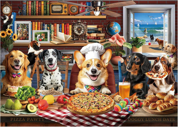 BenBen Puzzles for Adults 1000 Pieces, Dogs' Dinner Party, Dog Jigsaw Puzzle