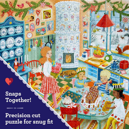 1000 23" 23" eeBoo Piece Puzzle - Swedish Holiday Kitchen Jigsaw Puzzle for Adults, Square x Made with Recycled Board