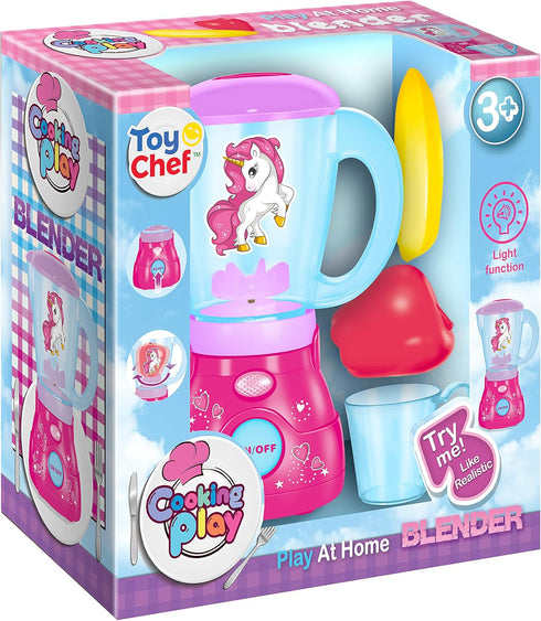 Toy Chef Play Kitchen Appliances Premium Pretend Blender for Kids Unicorn-Theme Pink Toddler Kitchen Accessories Cool