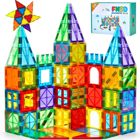 FNJO Magnetic Tiles, 110PCS Magnet Building Set, Magnetic Building Blocks, Construction STEM