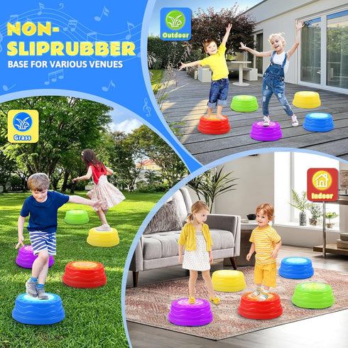 5pcs 3+ Stepping Stones for Kids,Toddler Stepping Stones Indoor & Outdoor, Light up & Music Non-Slip Balance Sensory