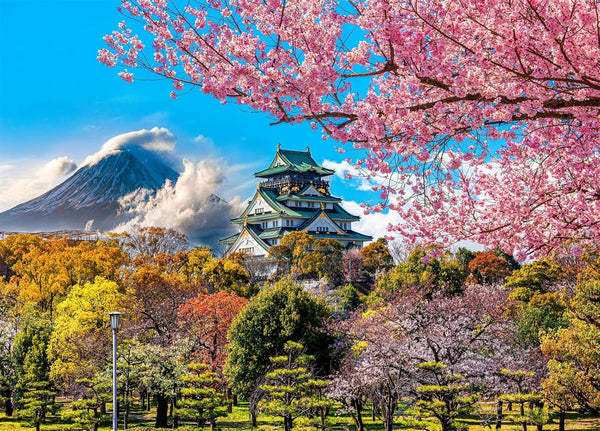 HUADADA - 1000 Piece Puzzles for Adults - Cherry Blossoms in Osaka Castle, Colorful Educational Games