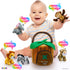 Play22 6-Piece Set Plush Talking Jungle Animals with Carrier for Kids, Babies & Toddlers - Elephant, Tiger, Lion