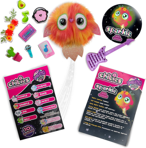 WOW! PODS Chibies Boom Box - Sparkle, Cute Fluffy Party Pets That Flash to The Beat of Music