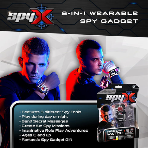 SpyX Spy Recon Watch, 8-Function Spy Toy with LED Spot Light, Stopwatch, Alarm, and More