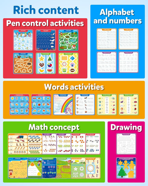 1-100 3-8 Coogam Handwriting Hundred Board, Math Manipulative Wooden Montessori Number Toys, Alphabet Writing Practice