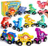 Helsort Wooden Dinosaur Train Set, Magnetic Dinosaur Toys and Number Train for Toddlers,
