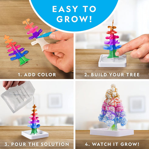 Kids Crystal Growing Kit, Grow 6 Crystal Trees in 6 Hours, Educational STEM Craft Kit with Art Supplies