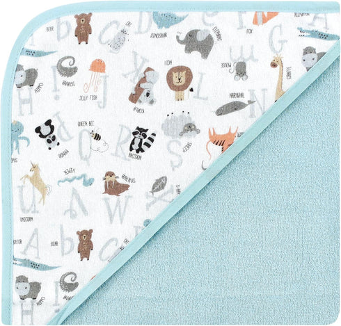 (Pack 2) Hudson Baby Unisex Baby Cotton Rich Hooded Towels, Alphabet, One Size