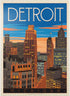 MyPuzzle Detroit, MI: Vintage Poster Skyline - Premium 1000 Piece Jigsaw Puzzle for Adults