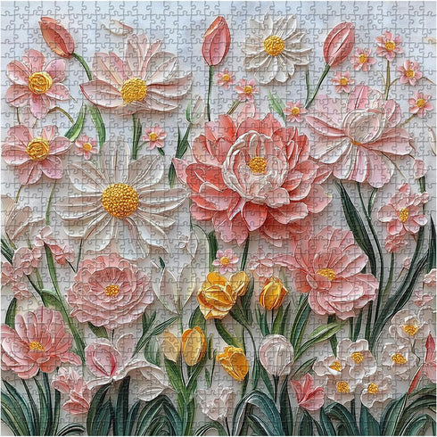 PICKFORU 1000 Spring Floral Puzzles for Adults Pieces, Wildflower Garden Flower Jigsaw Puzzle Oil Painting, Impossible