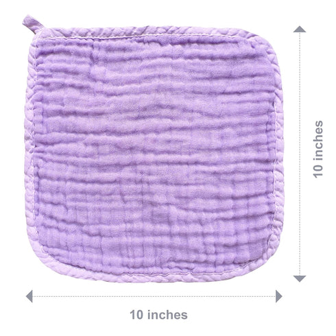 12 Pack -10"x10", SWEET DOLPHIN Baby Muslin Washcloths - Soft Face Cloths for Newborn, Absorbent Bath Wash Cloths