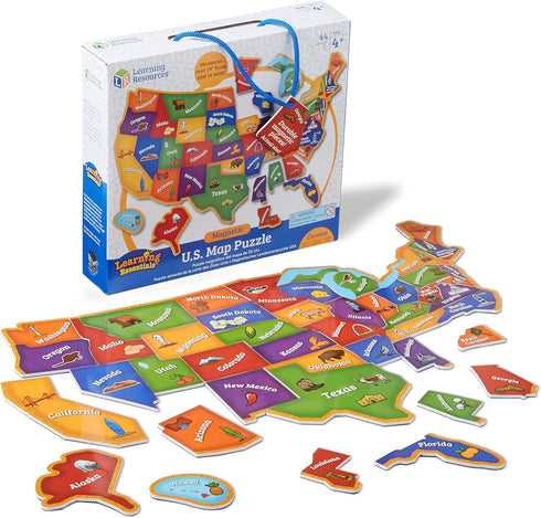 Learning Resources Magnetic US Map Puzzle - 44 Pieces - Geography Learning for Kids Ages 4+