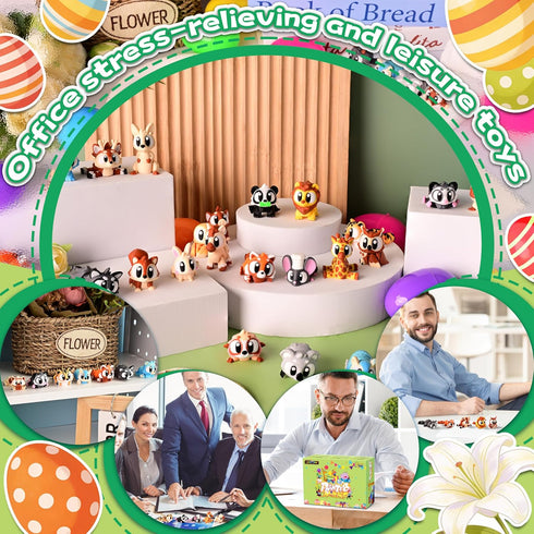 24PCS 3D Printed Mini Animals with Storage Plastic Eggs, Forest Animal with Articulated Fidget Sensory Toys Inside