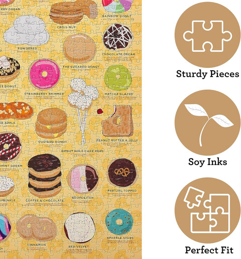 1,000-Piece Ridley's Donut Lover's Jigsaw Puzzle Donut Puzzle with Fun and Bright Illustration, Sturdy Storage Tube
