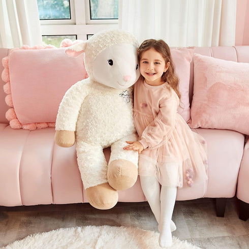 IKASA 30" Giant Sheep Stuffed Animal - Jumbo Soft Kawaii Plush Toy for Kids & Girlfriend