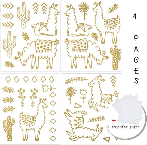 Alpaca Animal and Cactus Wall Decal | Peel and Stick for Kids, Baby Bedroom Nursery, Living Room | 50 pcs Vinyl