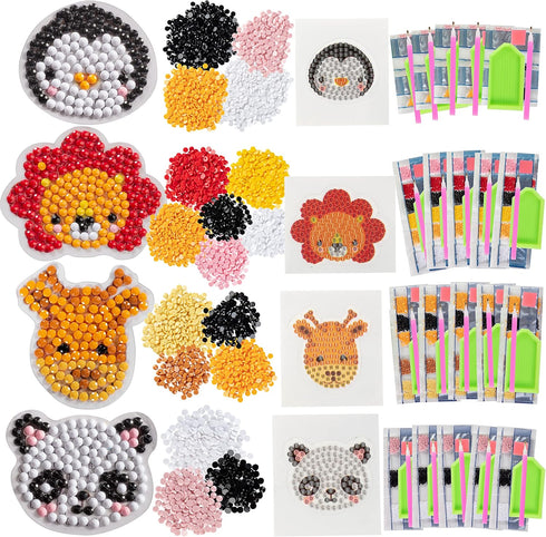 Kid's Birthday Party Diamond Gem Painting Craft Favor Kits- Zoo Buddies-20 Individually