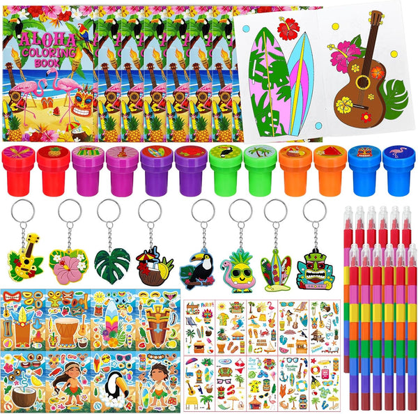Cinrobiye 72 Pcs Hawaiian Luau Party Favors, Tropical Moana Flamingo Coloring Books
