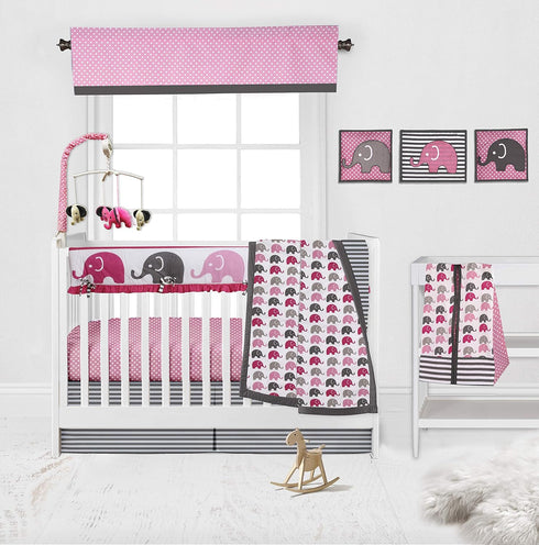 Bacati - Elephants Pink/Grey Mini Changing Pad Cover