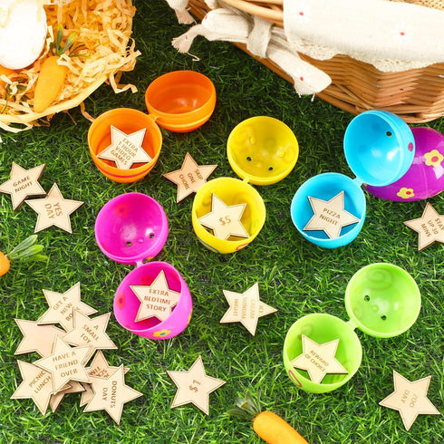 24 Tokens+6 CypherX Easter Egg Fillers- Wood Easter Reward Tokens, Easter Prizes Stuffers Coins, Family Night Tokens
