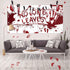 Halloween Scary Decorations Set: Horror Banner, No One Leave Backdrop, Bloody Footprints, Handprints Floor Clings,