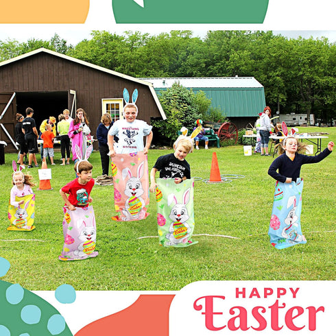 30 Set 6 6 6 6 Civaner Pcs Easter Games for Kids Outdoor Includes Bunny Potato Sack Race Bags Easter Egg and Spoon