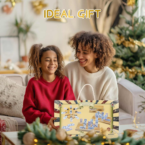 Set, 12 Set Holders*8, Trains*9, Scoreboards*2, GOTHINK Mexican Train Dominoes Double Dominos for Kids Adults