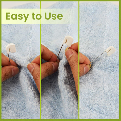 50 PCS Stainless Steel Diaper Pins with Plastic Safety Lock, Large Nappy Pins, 5.5cm x 1.1cm for Baby Cloth Diapers