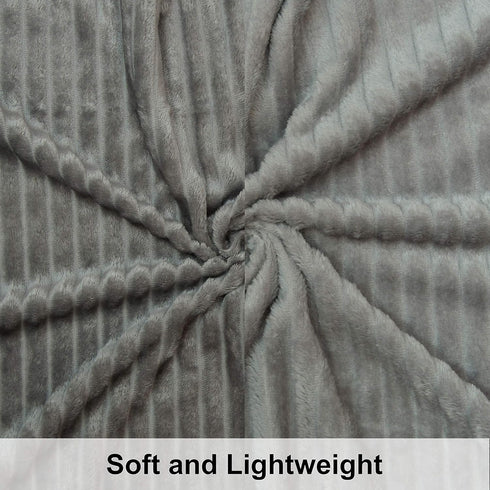 NTBAY Flannel Fuzzy Toddler Blanket, 30x40 Inches, Fluffy Warm Lightweight Reversible Stripes Design, Grey.