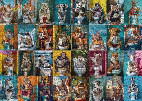Funny Animal Puzzles 1000 piece Puzzle for Adults, Pooping Animal Puzzle Jigsaw Puzzles Colorful Puzzle, Lion Elephant Panda Animal Kingdom Puzzle
