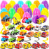 JOYIN 24 Pcs Filled Easter Eggs with Pull Back Construction Cars, Prefilled