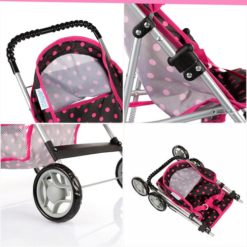 2+ 22.05-Inch KP0280G Baby Doll Stroller | Pram for Girls | Umbrella Stroller for Kids - Lightweight Play Carriage