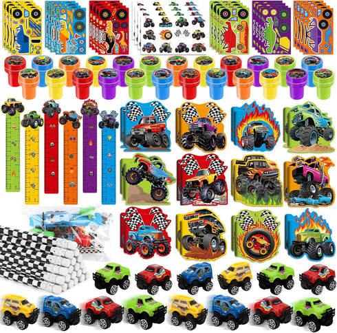 BenLouis 192Pcs Monster Truck Party Favors Truck Car Birthday Stampers Stickers School