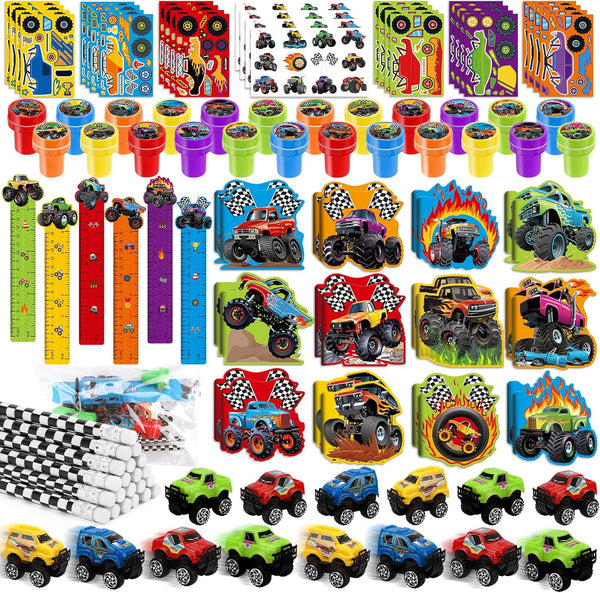 BenLouis 192Pcs Monster Truck Party Favors Truck Car Birthday Stampers Stickers School